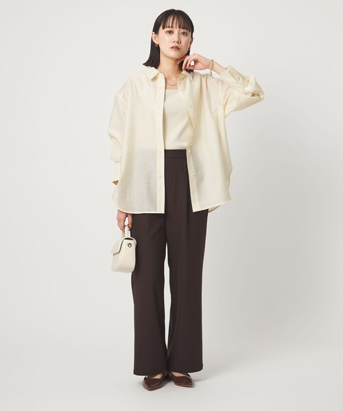 green label relaxing（グリーンレーベルリラクシング）の「［size SHORTあり］ミルフィーユデイリーシャツ（シャツ/ブラウス・レディース・オフホワイト/ブラック/ライトピンク/イエロー・FREE/SHORT）」の7枚目の写真