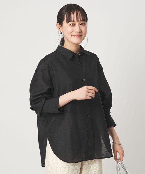 green label relaxing（グリーンレーベルリラクシング）の「［size SHORTあり］ミルフィーユデイリーシャツ（シャツ/ブラウス・レディース・オフホワイト/ブラック/ライトピンク/イエロー・FREE/SHORT）」の8枚目の写真
