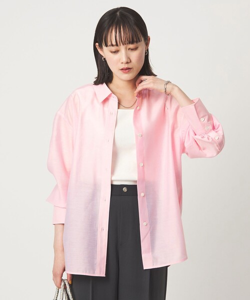 green label relaxing（グリーンレーベルリラクシング）の「［size SHORTあり］ミルフィーユデイリーシャツ（シャツ/ブラウス・レディース・オフホワイト/ブラック/ライトピンク/イエロー・FREE/SHORT）」の12枚目の写真