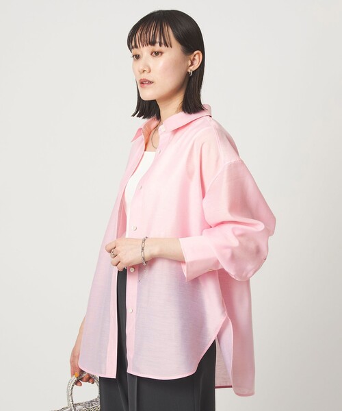 green label relaxing（グリーンレーベルリラクシング）の「［size SHORTあり］ミルフィーユデイリーシャツ（シャツ/ブラウス・レディース・オフホワイト/ブラック/ライトピンク/イエロー・FREE/SHORT）」の13枚目の写真