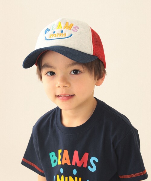 BEAMS mini(ビームスミニ)の「スマイル メッシュ キャップ 2026SS(キャップ・キッズ・イエロー系その他4/パープル系その他4/レッド/ピンク・ONE SIZE)」の4枚目の写真