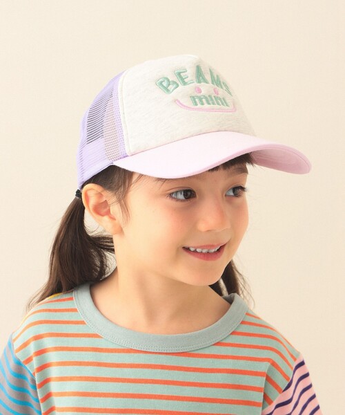 BEAMS mini(ビームスミニ)の「スマイル メッシュ キャップ 2026SS(キャップ・キッズ・イエロー系その他4/パープル系その他4/レッド/ピンク・ONE SIZE)」の7枚目の写真