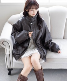 clear（クリア）の「レザーロング丈ブルゾン（ブルゾン）」