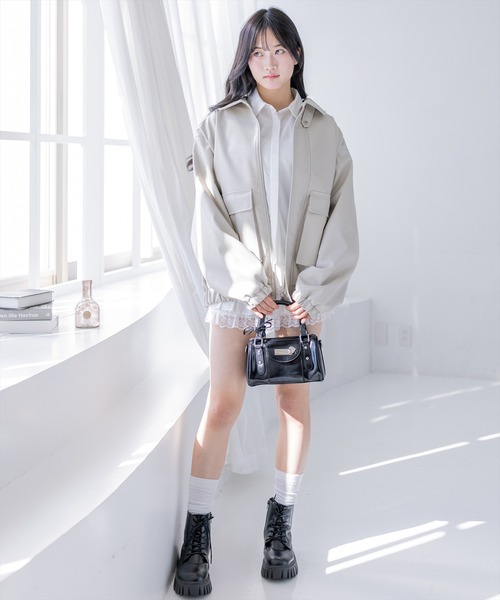 clear（クリア）の「レザーロング丈ブルゾン［大人 カジュアル 着回し力抜群］≪新作≫（ブルゾン・レディース・アイボリー/ブラック/ブラウン・F）」の17枚目の写真