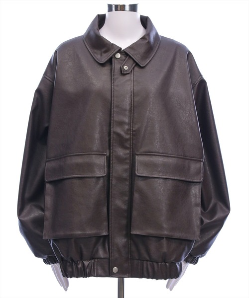 clear（クリア）の「レザーロング丈ブルゾン［大人 カジュアル 着回し力抜群］≪新作≫（ブルゾン・レディース・アイボリー/ブラック/ブラウン・F）」の10枚目の写真