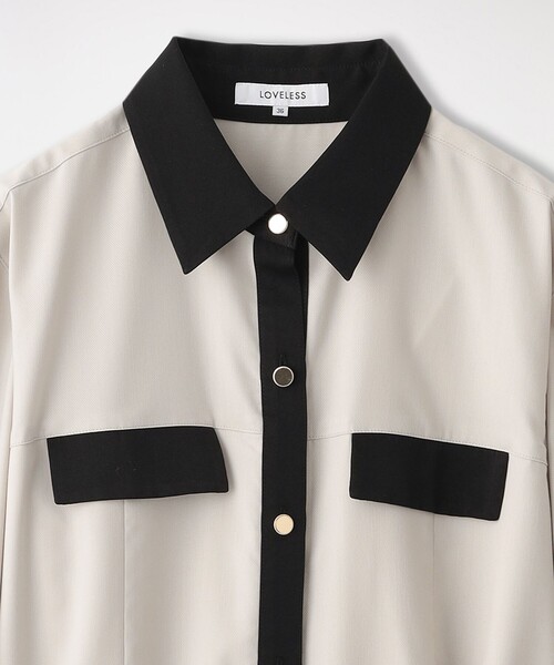 LOVELESS(ラブレス)の「【26SS WEB先行予約】バイカラーワンピース(シャツワンピース・レディース・ベージュ系その他2/ブルー系その他7・38/36/34)」の4枚目の写真