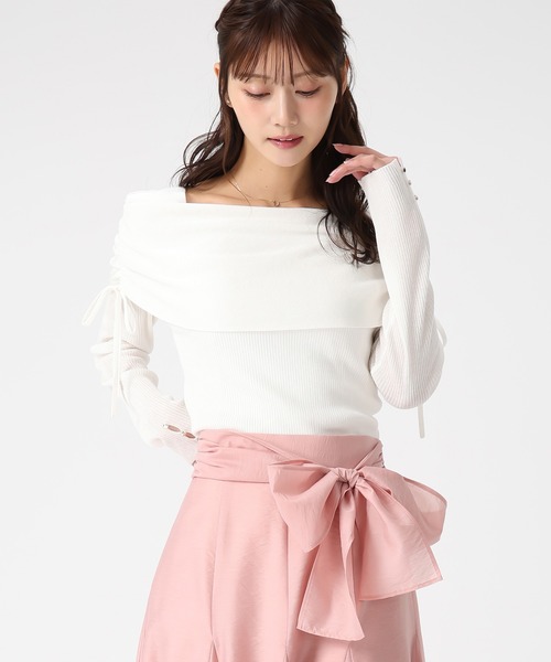 MISCH MASCH(ミッシュマッシュ)の「2026春夏新作 シアーシャーリングケープニット(ニット/セーター・レディース・ブルー/ピンク/ホワイト・フリ-)」の2枚目の写真