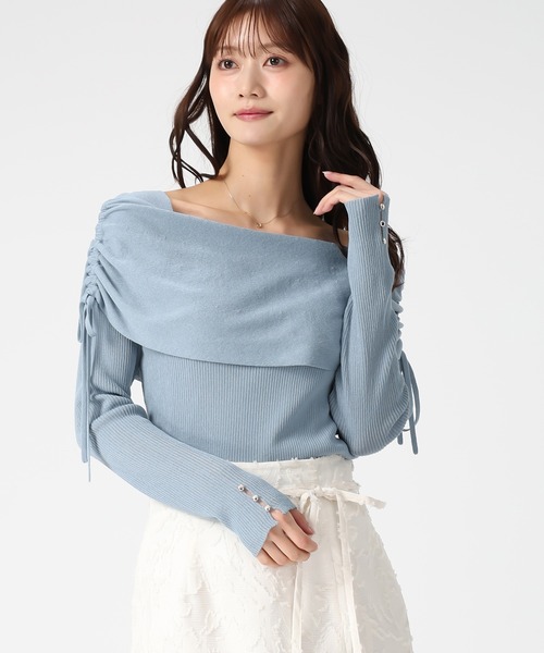 MISCH MASCH(ミッシュマッシュ)の「2026春夏新作 シアーシャーリングケープニット(ニット/セーター・レディース・ブルー/ピンク/ホワイト・フリ-)」の3枚目の写真