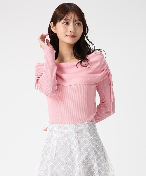 MISCH MASCH(ミッシュマッシュ)の「2026春夏新作 シアーシャーリングケープニット(ニット/セーター・レディース・ブルー/ピンク/ホワイト・フリ-)」の9枚目の写真