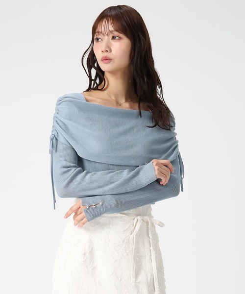 MISCH MASCH(ミッシュマッシュ)の「2026春夏新作 シアーシャーリングケープニット(ニット/セーター・レディース・ブルー/ピンク/ホワイト・フリ-)」の11枚目の写真