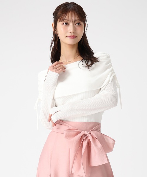 MISCH MASCH(ミッシュマッシュ)の「2026春夏新作 シアーシャーリングケープニット(ニット/セーター・レディース・ブルー/ピンク/ホワイト・フリ-)」の5枚目の写真