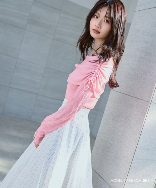 MISCH MASCH(ミッシュマッシュ)の「2026春夏新作 シアーシャーリングケープニット(ニット/セーター・レディース・ブルー/ピンク/ホワイト・フリ-)」の18枚目の写真