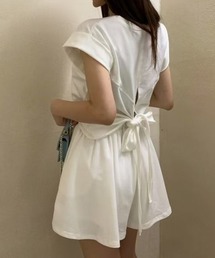 バックリボンフレンチスリーブTシャツ+ショートパンツSET