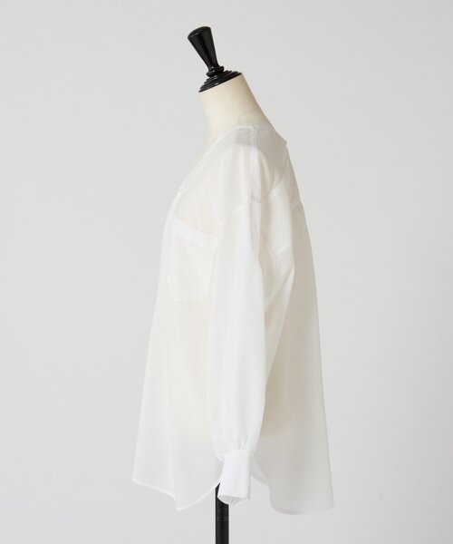 BEARDSLEY（ビアズリー）の「シアーカラーレスシャツ（シャツ/ブラウス・レディース・ライトグレー/ホワイト・FREE）」の18枚目の写真