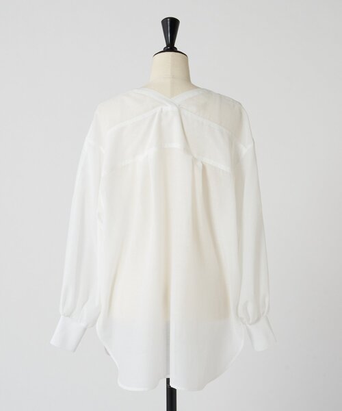 BEARDSLEY（ビアズリー）の「シアーカラーレスシャツ（シャツ/ブラウス・レディース・ライトグレー/ホワイト・FREE）」の19枚目の写真