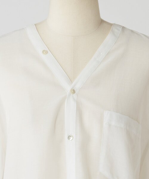 BEARDSLEY（ビアズリー）の「シアーカラーレスシャツ（シャツ/ブラウス・レディース・ライトグレー/ホワイト・FREE）」の20枚目の写真