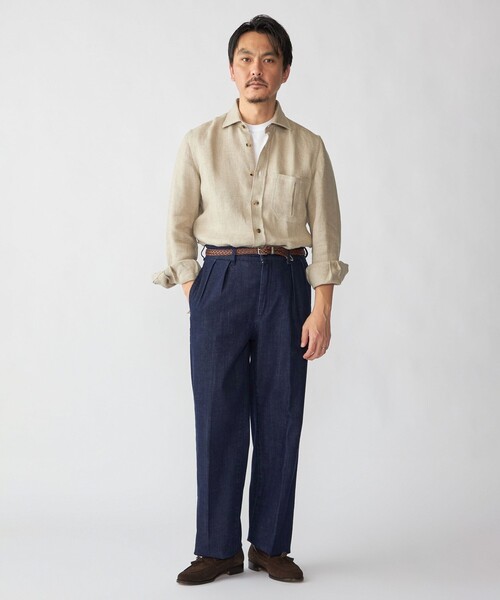 SHIPS(シップス)の「【SHIPS別注】YCHAI: ライト デニム ワイド トラウザーズ(デニムパンツ・メンズ・ネイビー・32inch/31inch/30 inch)」の3枚目の写真