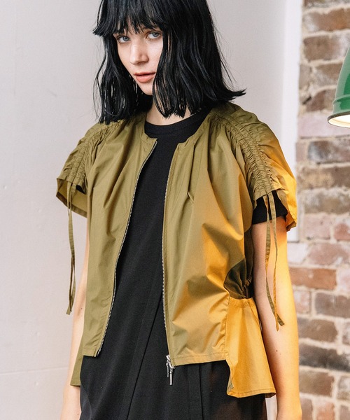 AULA AILA（アウラアイラ）の「【セットアップ着用可】エアーナイロントップス（シャツ/ブラウス・レディース・ライトブルー/カーキ/ブラック・0）」の3枚目の写真