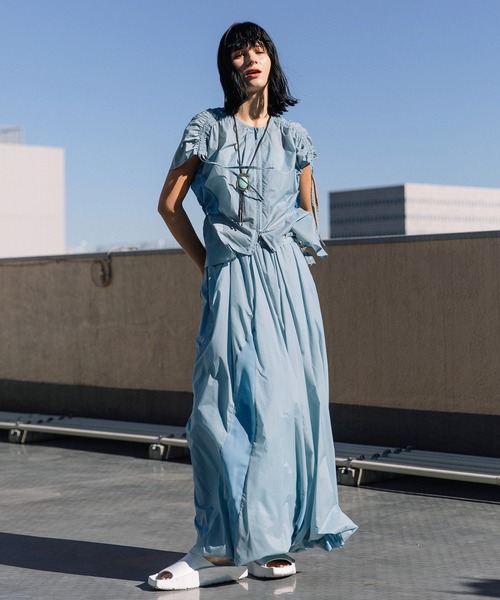 AULA AILA（アウラアイラ）の「【セットアップ着用可】エアーナイロントップス（シャツ/ブラウス・レディース・ライトブルー/カーキ/ブラック・0）」の7枚目の写真