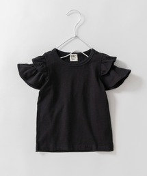 Tシャツ/カットソー（ブラック/黒色系・フリル）ファッション通販