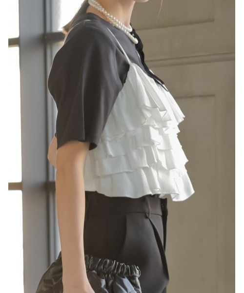 MEISM（ミズム）の「[2026S/S COLLECTION][MEISM by Re:EDIT]ティアードフリルビスチェ（キャミソール・レディース・ホワイト/ブラック系その他/ブラック・LARGE/MEDIUM）」の6枚目の写真