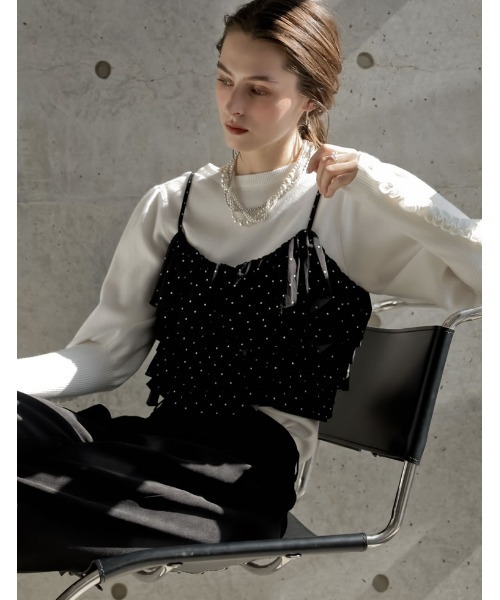 MEISM（ミズム）の「[2026S/S COLLECTION][MEISM by Re:EDIT]ティアードフリルビスチェ（キャミソール・レディース・ホワイト/ブラック系その他/ブラック・LARGE/MEDIUM）」の13枚目の写真