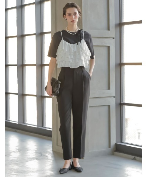 MEISM（ミズム）の「[2026S/S COLLECTION][MEISM by Re:EDIT]ティアードフリルビスチェ（キャミソール・レディース・ホワイト/ブラック系その他/ブラック・LARGE/MEDIUM）」の5枚目の写真