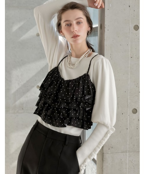 MEISM（ミズム）の「[2026S/S COLLECTION][MEISM by Re:EDIT]ティアードフリルビスチェ（キャミソール・レディース・ホワイト/ブラック系その他/ブラック・LARGE/MEDIUM）」の21枚目の写真