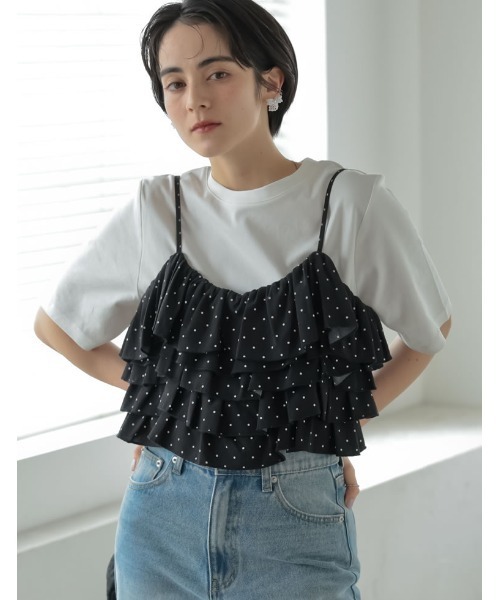 MEISM（ミズム）の「[2026S/S COLLECTION][MEISM by Re:EDIT]ティアードフリルビスチェ（キャミソール・レディース・ホワイト/ブラック系その他/ブラック・LARGE/MEDIUM）」の22枚目の写真