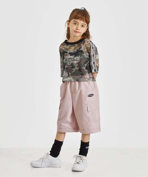 X-girl Stages（エックスガールステージス）の「メッシュショートトップス+ロゴキャミソールセット（Tシャツ/カットソー・キッズ・グリーン/カラフル/オフホワイト・130cm/120cm/110cm/100cm/90cm/140cm）」の5枚目の写真