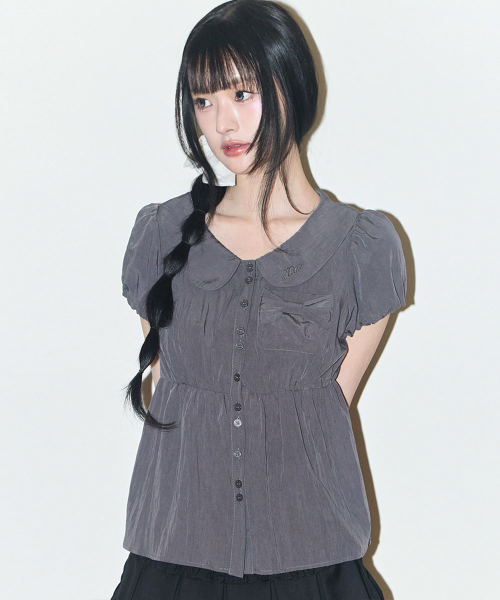 ILLIGO（イリゴ）の「フォーミングリボンパフブラウスチャコール（シャツ/ブラウス・レディース・その他・OS）」の2枚目の写真