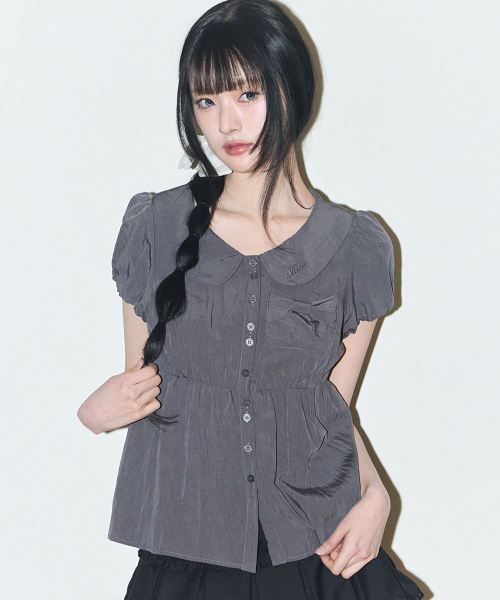 ILLIGO（イリゴ）の「フォーミングリボンパフブラウスチャコール（シャツ/ブラウス・レディース・その他・OS）」の3枚目の写真