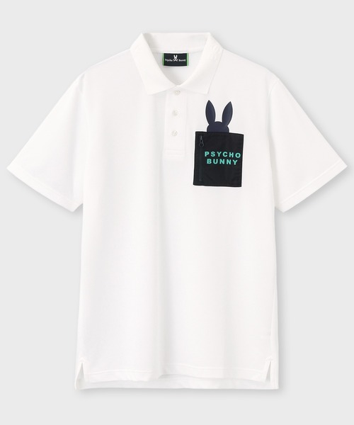 Psycho Bunny（サイコバニー）の「[GOLF]ドライミックス鹿の子 ポケットバニーポロシャツ（ポロシャツ・メンズ・ネイビー/ホワイト/ピンク/ブラック・X-LARGE/LARGE/MEDIUM）」の9枚目の写真