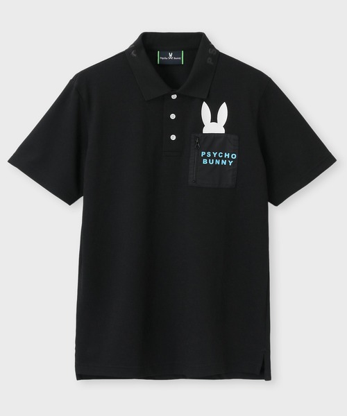 Psycho Bunny（サイコバニー）の「[GOLF]ドライミックス鹿の子 ポケットバニーポロシャツ（ポロシャツ・メンズ・ネイビー/ホワイト/ピンク/ブラック・X-LARGE/LARGE/MEDIUM）」の14枚目の写真