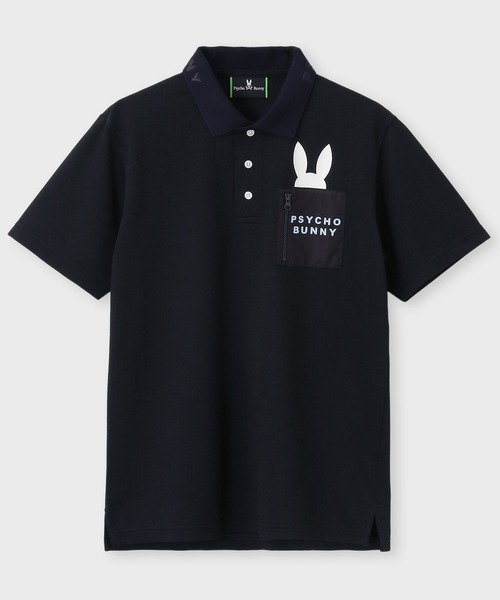 Psycho Bunny（サイコバニー）の「[GOLF]ドライミックス鹿の子 ポケットバニーポロシャツ（ポロシャツ・メンズ・ネイビー/ホワイト/ピンク/ブラック・X-LARGE/LARGE/MEDIUM）」の21枚目の写真
