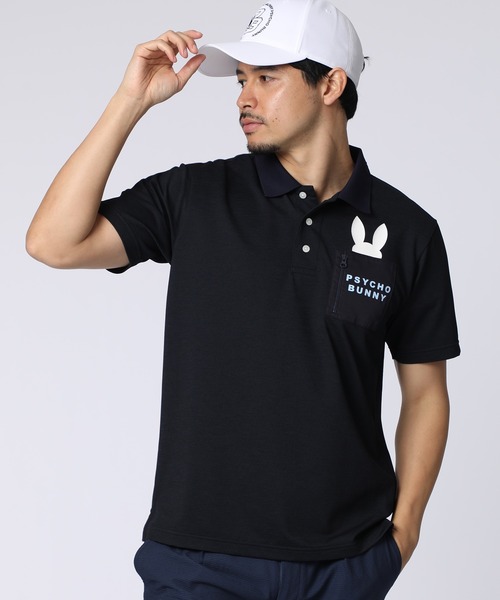 Psycho Bunny（サイコバニー）の「[GOLF]ドライミックス鹿の子 ポケットバニーポロシャツ（ポロシャツ・メンズ・ネイビー/ホワイト/ピンク/ブラック・X-LARGE/LARGE/MEDIUM）」の19枚目の写真