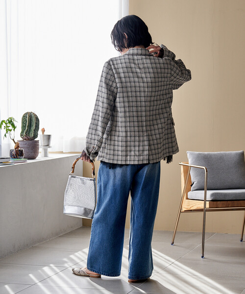 FREAK'S STORE(フリークスストア)の「Gramps チェック ジャケット<セットアップ対応>/グランプスジャケット/ダブルブレストジャケット(テーラードジャケット・レディース・ブラウン/ブラック・フリ-)」の7枚目の写真