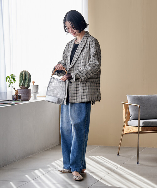 FREAK'S STORE(フリークスストア)の「Gramps チェック ジャケット<セットアップ対応>/グランプスジャケット/ダブルブレストジャケット(テーラードジャケット・レディース・ブラウン/ブラック・フリ-)」の8枚目の写真