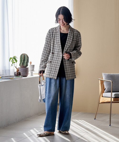 FREAK'S STORE(フリークスストア)の「Gramps チェック ジャケット<セットアップ対応>/グランプスジャケット/ダブルブレストジャケット(テーラードジャケット・レディース・ブラウン/ブラック・フリ-)」の10枚目の写真