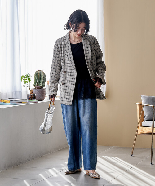 FREAK'S STORE(フリークスストア)の「Gramps チェック ジャケット<セットアップ対応>/グランプスジャケット/ダブルブレストジャケット(テーラードジャケット・レディース・ブラウン/ブラック・フリ-)」の11枚目の写真