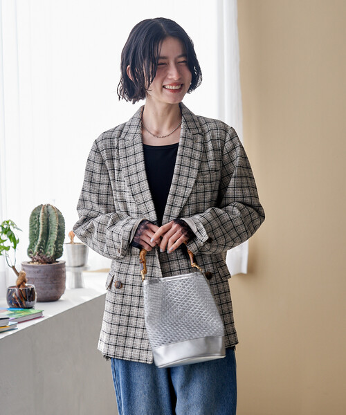 FREAK'S STORE(フリークスストア)の「Gramps チェック ジャケット<セットアップ対応>/グランプスジャケット/ダブルブレストジャケット(テーラードジャケット・レディース・ブラウン/ブラック・フリ-)」の15枚目の写真