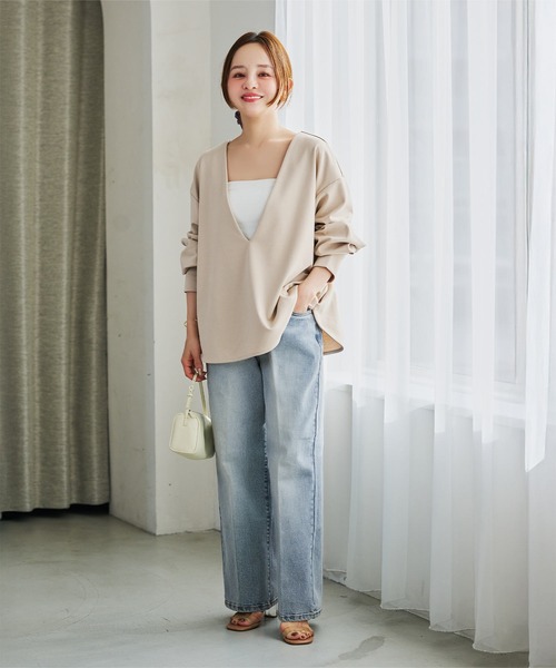 KOBE LETTUCE（コウベレタス）の「[ 田中亜希子さんコラボ ]選べるサイズ センタープレスストレートデニム（デニムパンツ・レディース・インディゴブルー/ブルー・PM/M）」の10枚目の写真