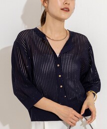 NOLLEY’S | 《手洗い可能》メッシュスパンコール6分袖カーディガン(カーディガン/ボレロ)