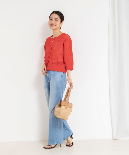 NOLLEY’S(ノーリーズ)の「《手洗い可能》メッシュスパンコール6分袖カーディガン(カーディガン/ボレロ・レディース・グレイッシュベージュ/オフホワイト/レッド/ネイビー・38)」の5枚目の写真