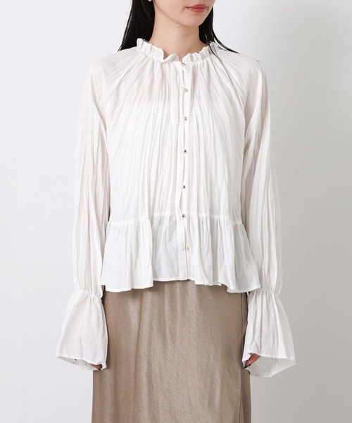 Gready Brilliant(グレディブリリアン)の「ワッシャーフリル2WAYブラウス(シャツ/ブラウス・レディース・ピンク/ブラック/オフホワイト・FREE)」の11枚目の写真