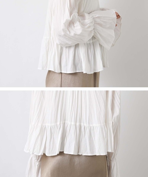 Gready Brilliant(グレディブリリアン)の「ワッシャーフリル2WAYブラウス(シャツ/ブラウス・レディース・ピンク/ブラック/オフホワイト・FREE)」の4枚目の写真