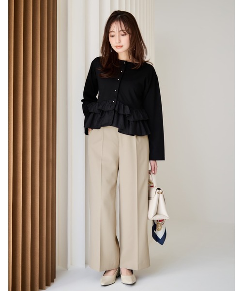 COHINA(コヒナ)の「とろみワンタックストレートパンツ 【低身長・小柄女性】(スラックス・レディース・ブラック/ホワイト/グリーン/ベージュ・XS-Short/S-Short/M-Short/XS-Regular/S-Regular/M-Regular)」の15枚目の写真