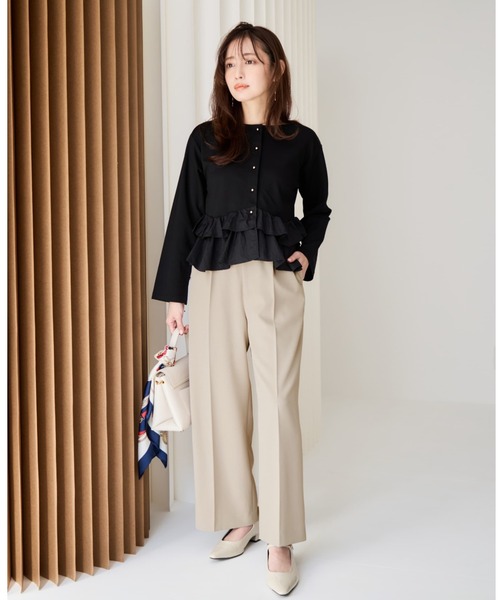 COHINA(コヒナ)の「とろみワンタックストレートパンツ 【低身長・小柄女性】(スラックス・レディース・ブラック/ホワイト/グリーン/ベージュ・XS-Short/S-Short/M-Short/XS-Regular/S-Regular/M-Regular)」の16枚目の写真