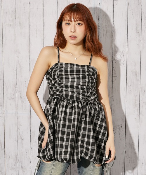 GORGE(ゴージ)の「《バルーン・ドロストチェック》キャミワンピース/カジュアル×ガーリー/春夏/全2色(ワンピース・レディース・オフホワイト/ブラック・F)」の11枚目の写真