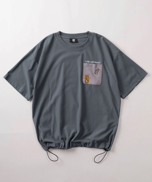 Tom&Jerry(トムアンドジェリー)の「【71】【TOM&JERRY/トムとジェリー】梨地 クールマックス ニットポケット刺繍 クルーネックTシャツ/ドローコード付/ユニセックス/レディース/メンズ(Tシャツ/カットソー・レディース・ブルー/チャコールグレー/ホワイト/ベージュ・M/L/XL)」の11枚目の写真